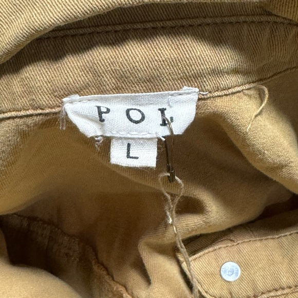 POL Long Sleeve Oversized Denim Studded Jacket Dress - Mustard Size Large - Picture 5 of 7